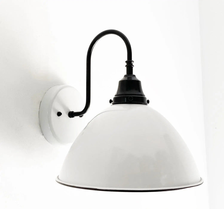 Large White Enamel Wall Sconce Light - Sweatfully