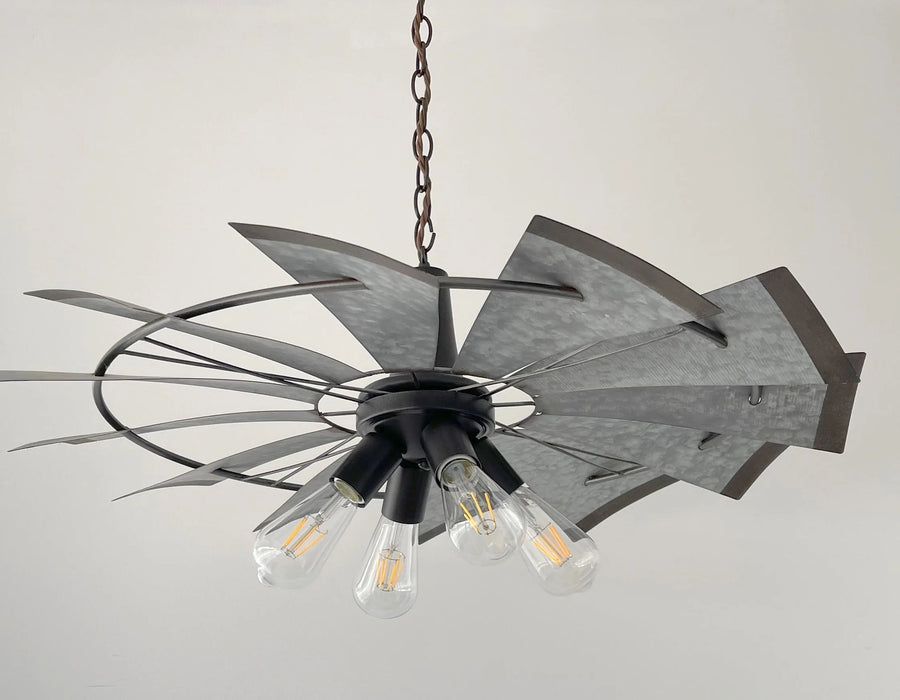 Farmhouse Windmill Chandelier Lighting Fixture 30" - Sweatfully