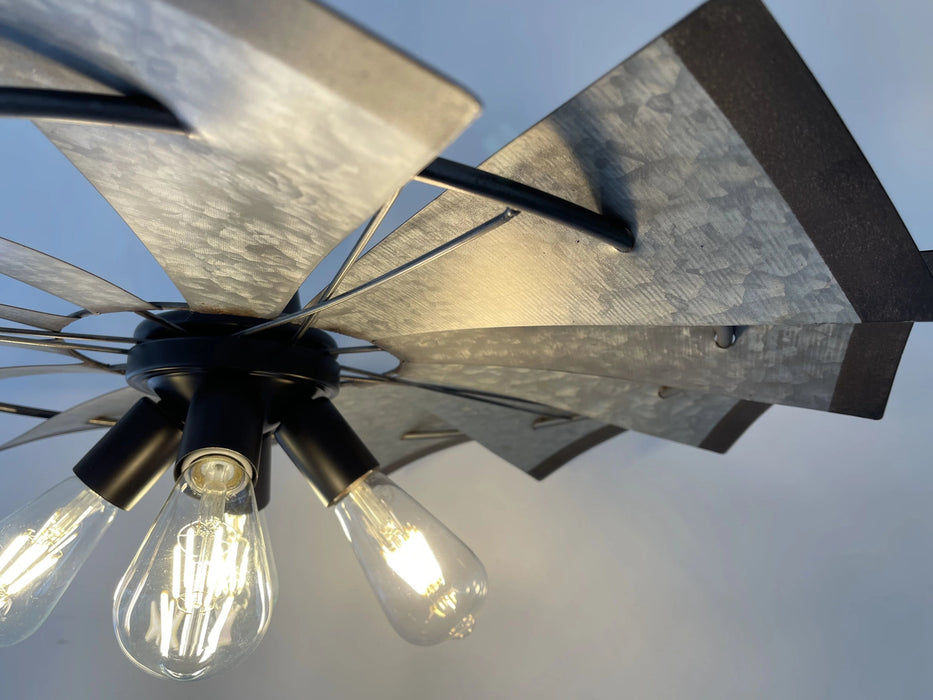 Farmhouse Windmill Chandelier Lighting Fixture 30" - Sweatfully