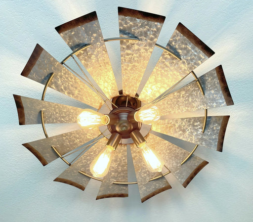 Farmhouse Windmill Light Fixture Flush Mount Ceiling Light 30" - Sweatfully