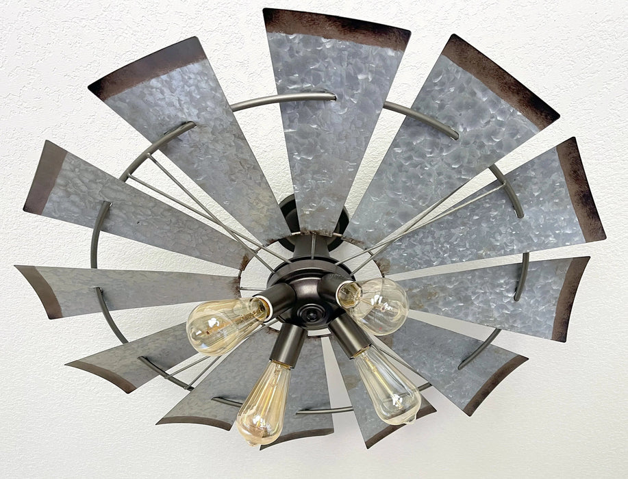 Farmhouse Windmill Light Fixture Flush Mount Ceiling Light 30" - Sweatfully
