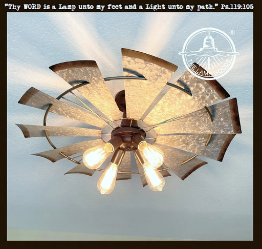 Farmhouse Windmill Light Fixture Flush Mount Ceiling Light 30" - Sweatfully