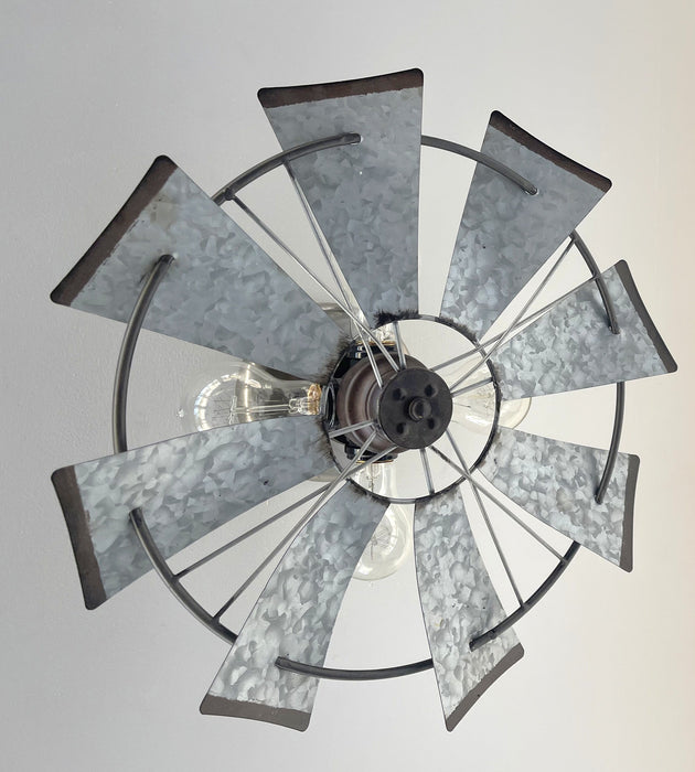 Galvanized Windmill Farmhouse Wall Sconce Light - Sweatfully