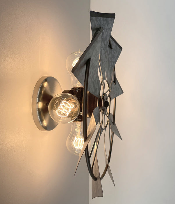 Galvanized Windmill Farmhouse Wall Sconce Light - Sweatfully
