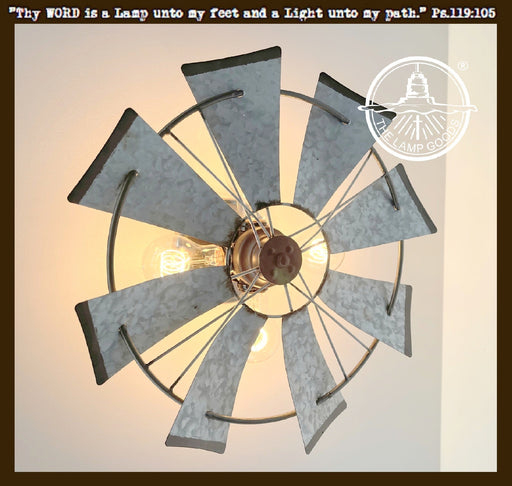 Galvanized Windmill Farmhouse Wall Sconce Light - Sweatfully