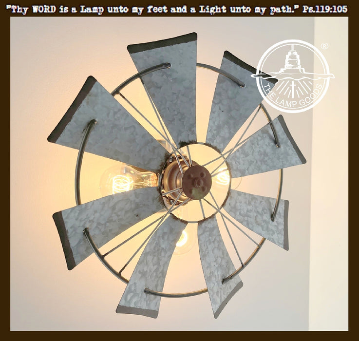 Galvanized Windmill Farmhouse Wall Sconce Light - Sweatfully