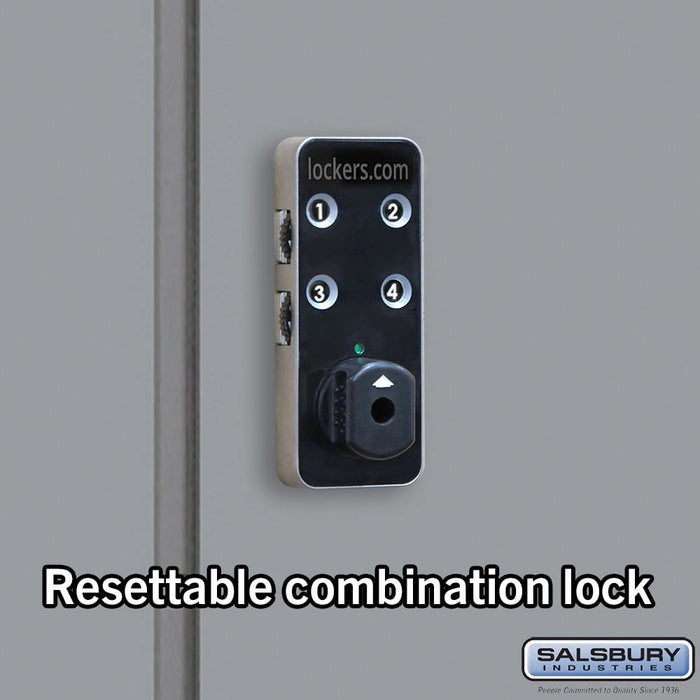 Salsbury 12" Wide Premier Wood Locker - Six Tier Box Style - 1 Wide - 6 Feet High - 21" Deep - Winter Fog - Resettable Combination Locks - Sweatfully