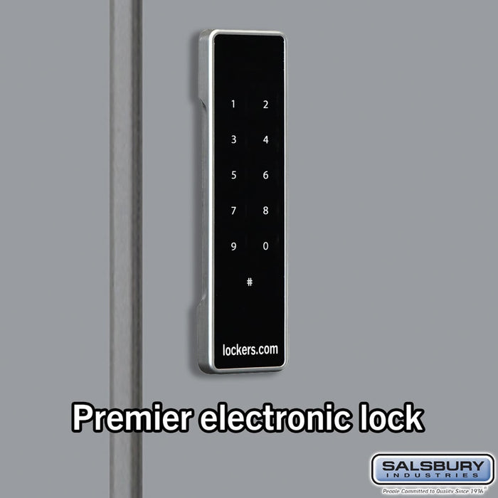Salsbury 18" Wide Premier Wood Locker - Four Tier - 3 Wide - 6 Feet High - 21" Deep - Winter Fog - Electronic Locks - Sweatfully