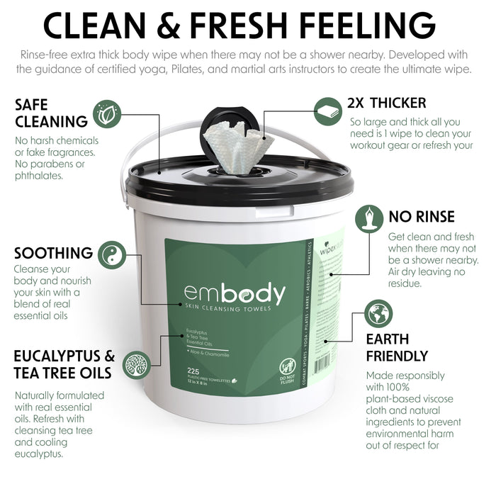 Embody® 225ct Eco Body Wipes – Refill Bucket for Wellness Studios - Sweatfully