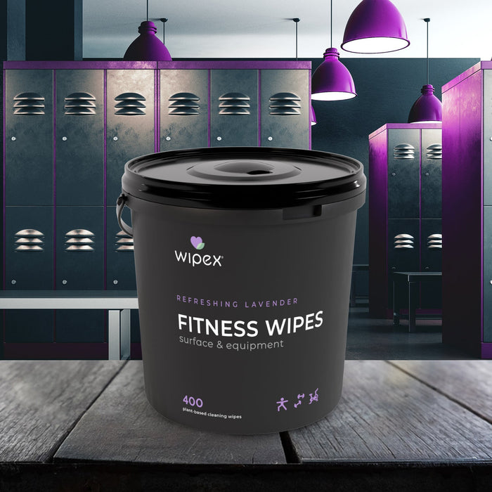 Wipex Natural Gym Wipes Starter Bundle | Dispenser Bucket with Refill | Plant-Based Wipes for Fitness Equipment - Sweatfully